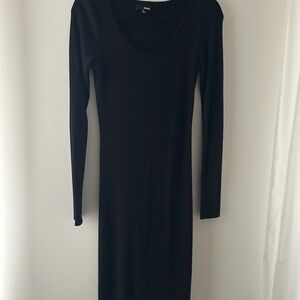 ARITZIA Black Long Sleeve Slub Knit Dress